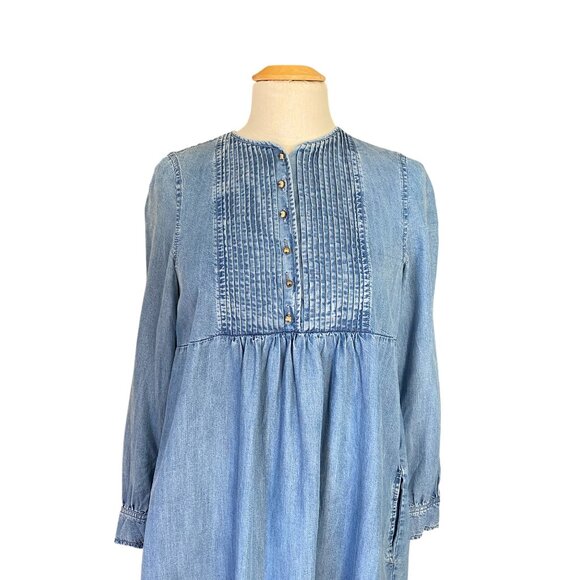 Paul & Joe Sister Batignole Denim Pintuck Mini Dress Blue Jean Pockets Cottage-6 - Picture 3 of 14